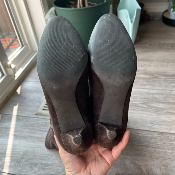 Arnold Churgin Handmade  Brown Suede Slouch Knee High Tall Heeled Boots - Picture 8 of 14